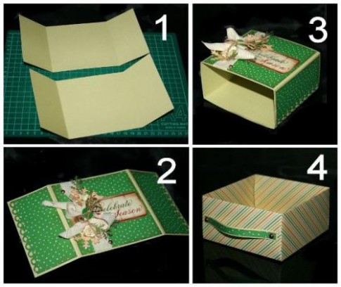 Этапы изготовления коробочки для подарка