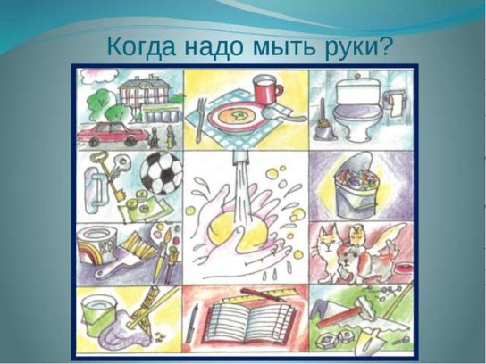 Табличку "Когда надо мыть руки" необходимо знать наизусть каждому